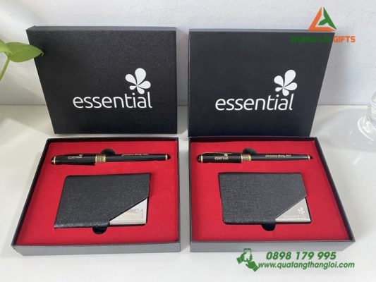 Combo Quà Tặng (Hộp Namecard+Bút) In Khắc Logo Doanh Nghiệp ESSENTIAL