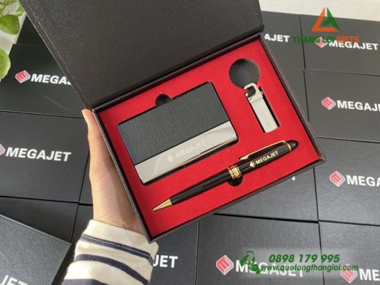 Combo Quà Tặng (Hộp Namecard+Usb+Bút) In Khắc Logo Doanh Nghiệp MEGAJET