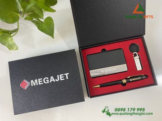 Combo Quà Tặng (Hộp Namecard+Usb+Bút) In Khắc Logo Doanh Nghiệp MEGAJET