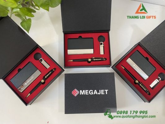 Combo Quà Tặng (Hộp Namecard+Usb+Bút) In Khắc Logo Doanh Nghiệp MEGAJET