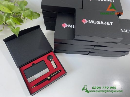 Combo Quà Tặng (Hộp Namecard+Usb+Bút) In Khắc Logo Doanh Nghiệp MEGAJET