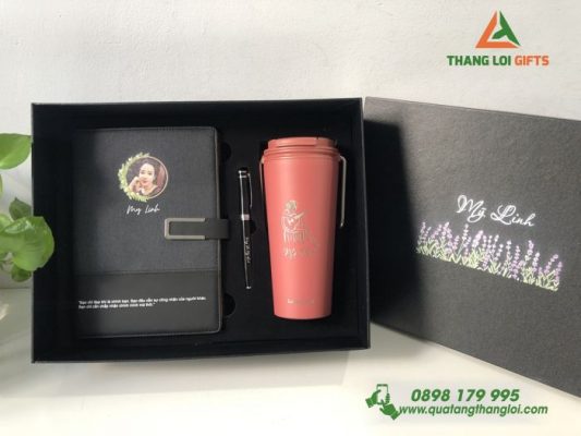 Giftset Cao Cấp (Sổ+Ly+Bút) In Khắc Tên,Hình Ảnh Làm Quà Tặng