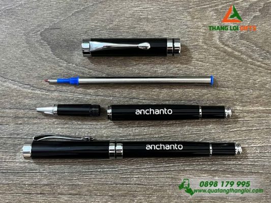 Bút Ký Kim Loại Màu Đen Khắc Logo Doanh Nghiệp Anchanto