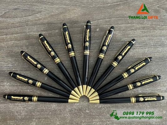 Bút Ký Kim Loại Xoay Màu Đen Khắc Logo Trường THPT Trần Hưng Đạo