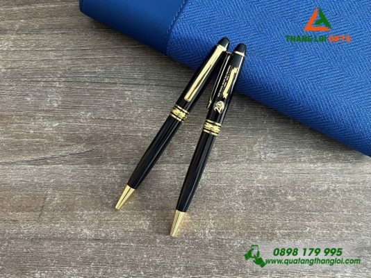 Bút Ký Kim Loại Xoay Màu Đen Khắc Logo Trường THPT Trần Hưng Đạo