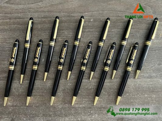 Bút Ký Kim Loại Xoay Màu Đen Khắc Logo Trường THPT Trần Hưng Đạo