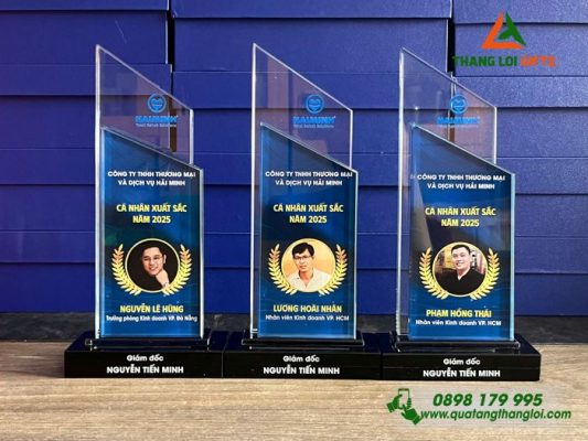 Cúp Pha Lê In Hình Ảnh Logo Doanh Nghiệp Hải Minh