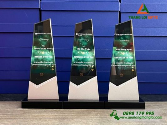 Cúp Pha Lê Vinh Danh Cao Cấp In Theo Yêu Cầu