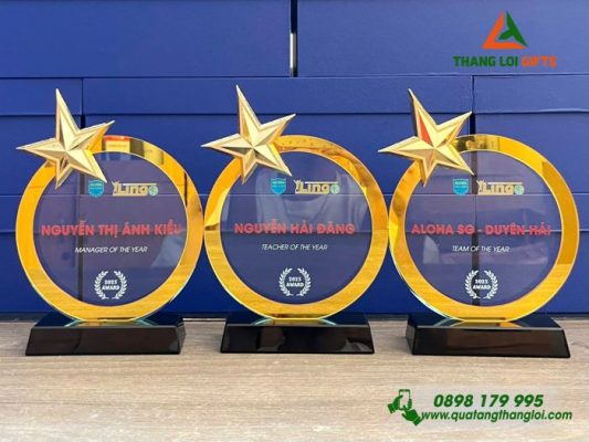 Cúp Pha Lê Vinh Danh Cao Cấp In Theo Yêu Cầu