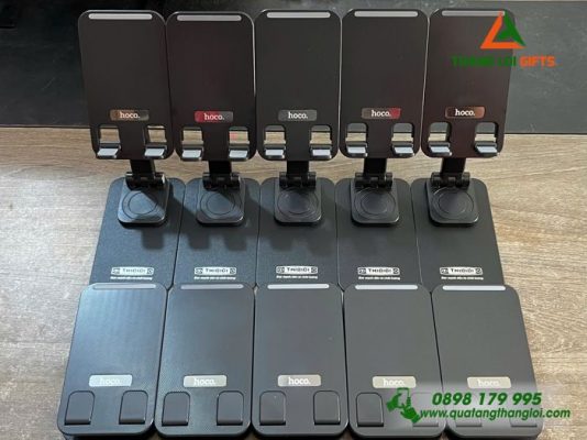 Giá Đỡ Điện Thoại Hoco Màu Đen Khắc Logo Doanh Nghiệp Thibidi