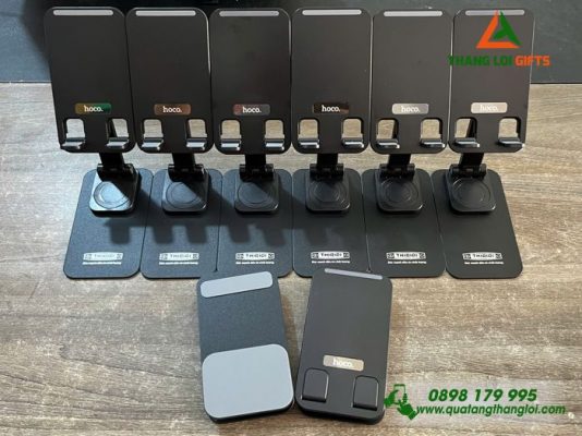 Giá Đỡ Điện Thoại Hoco Màu Đen Khắc Logo Doanh Nghiệp Thibidi