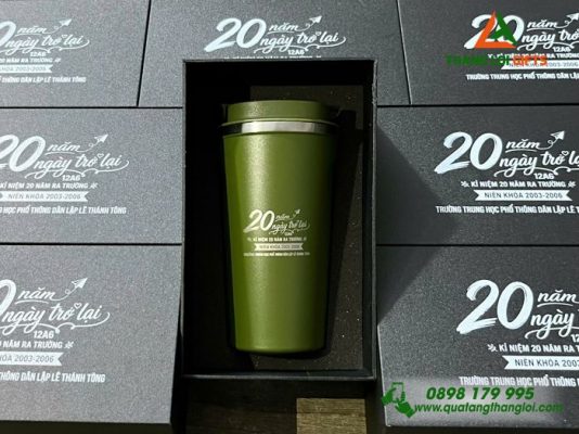 Ly Giữ Nhiệt 510ml Khắc Logo Kỷ Niệm 20 Năm Trường THPT Lê Thánh Tôn