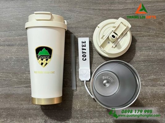 Ly Giữ Nhiệt 530ml In Logo Doanh Nghiệp Đại Phúc Vĩnh CNC