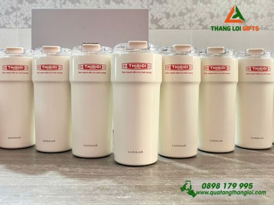 Ly Giữ Nhiệt Lock&Lock LHC4357 Màu Trắng Kem In Logo Doanh Nghiệp Thibidi