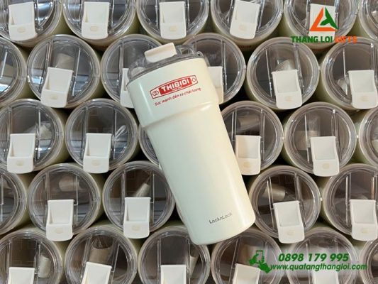 Ly Giữ Nhiệt Lock&Lock LHC4357 Màu Trắng Kem In Logo Doanh Nghiệp Thibidi