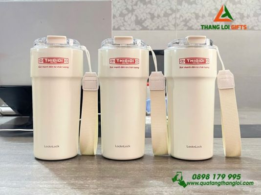Ly Giữ Nhiệt Lock&Lock LHC4357 Màu Trắng Kem In Logo Doanh Nghiệp Thibidi