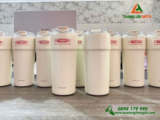 Ly Giữ Nhiệt Lock&Lock LHC4357 Màu Trắng Kem In Logo Doanh Nghiệp Thibidi
