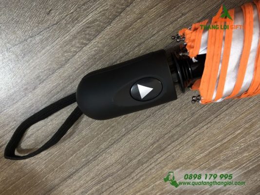 Ô Dù Cầm Tay Màu Cam In Logo Doanh Nghiệp VINBAR.VN
