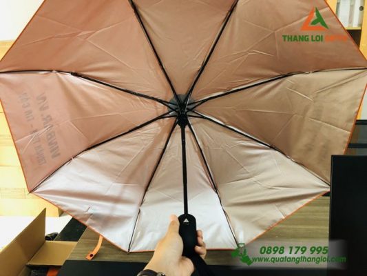 Ô Dù Cầm Tay Màu Cam In Logo Doanh Nghiệp VINBAR.VN