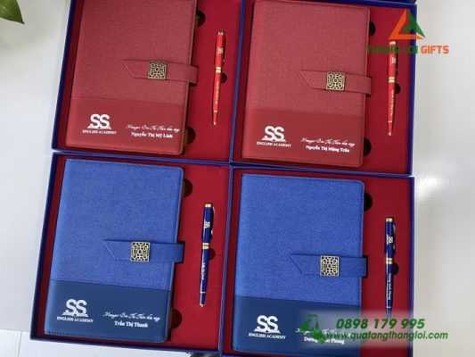 Bộ Quà Tặng Sổ+Bút In Khắc Logo Học Viện Anh Ngữ SS English Academy