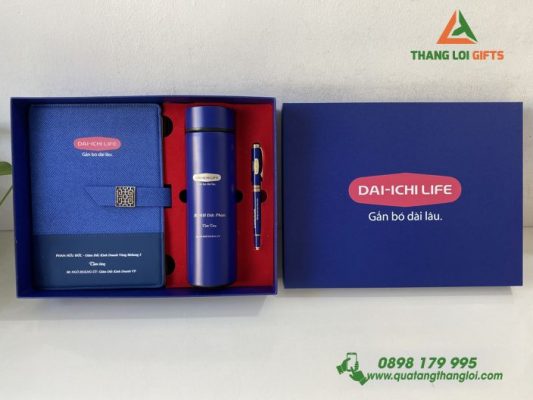 Combo Quà Tặng (Sổ+Bình+Bút) In Khắc Logo Công Ty Bảo Hiểm Dai-ichi Life