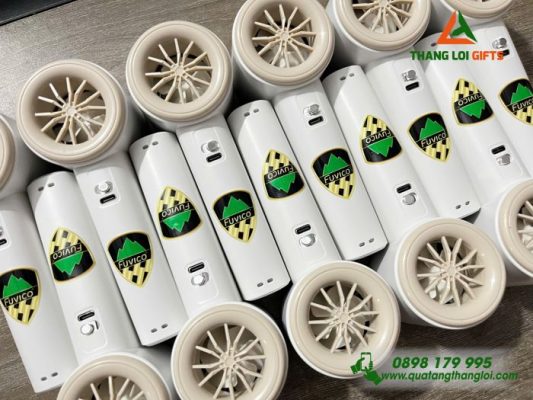Quạt Cầm Tay Mini Màu Trắng Kem In Logo Đại Phúc Vinh CNC