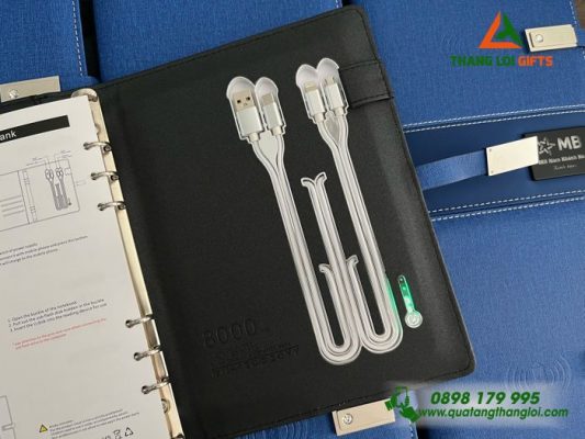 Sổ Sạc Công Nghê 4in1 8.000mAh Khắc Logo Ngân Hàng MB Bank