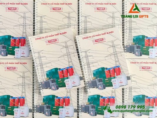 Sổ Tay Lò Xo Màu Trắng In Logo Hình Ảnh Doanh Nghiệp Thibidi