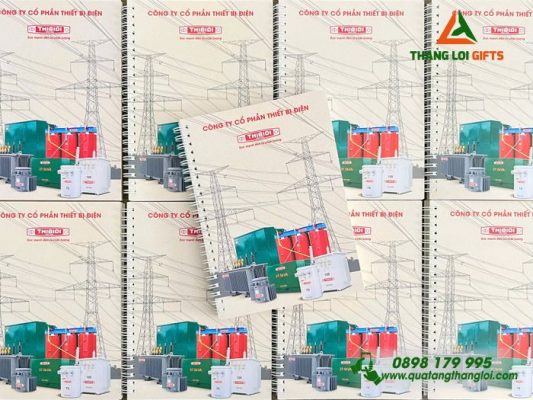 Sổ Tay Lò Xo Màu Trắng In Logo Hình Ảnh Doanh Nghiệp Thibidi
