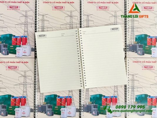 Sổ Tay Lò Xo Màu Trắng In Logo Hình Ảnh Doanh Nghiệp Thibidi