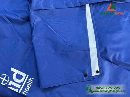 Áo Mưa Cánh Dơi Vải Tổ Ong Màu Xanh In Logo Doanh Nghiệp Animaid