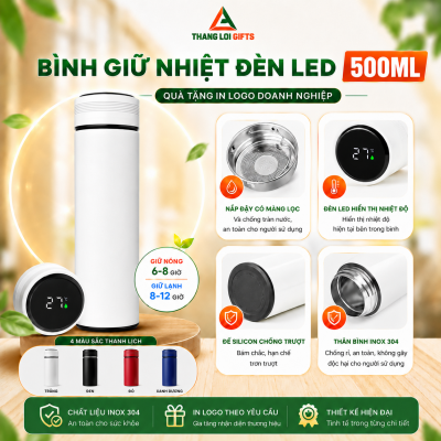 Bình Giữ Nhiệt 500ml In Logo 20 Năm Trường THPT Nguyễn Hữu Huân