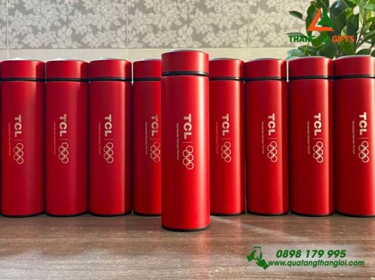 Bình Giữ Nhiệt 500ml Màu Đỏ Khắc Logo Doanh Nghiệp TCL