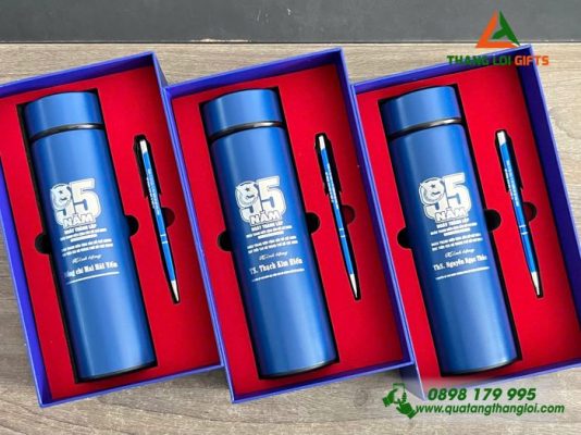 Combo Quà Tặng (Bình+Bút) In Khắc Logo 95 Năm Thành Lập Đoàn Thanh Niên