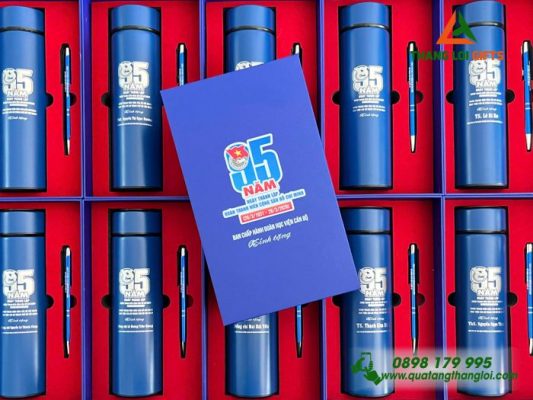 Combo Quà Tặng (Bình+Bút) In Khắc Logo 95 Năm Thành Lập Đoàn Thanh Niên