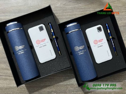 Combo Quà Tặng (Bình+Pin+Bút) In Khắc Logo Doanh Nghiệp CENTRE POINT