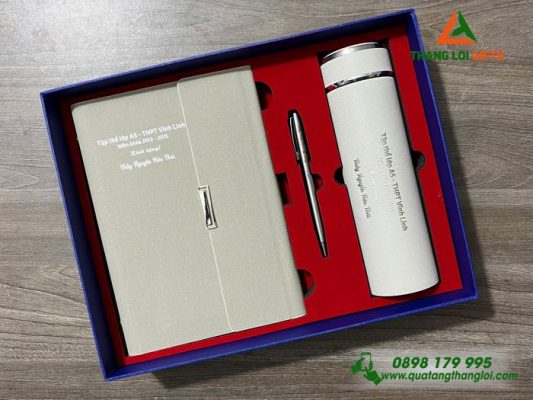 Giftset (Sổ+Bình+Bút) In Khắc Nội Dung Tri Ân Thầy Cô Làm Quà Tặng