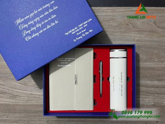 Giftset (Sổ+Bình+Bút) In Khắc Nội Dung Tri Ân Thầy Cô Làm Quà Tặng
