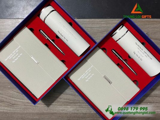 Giftset (Sổ+Bình+Bút) In Khắc Nội Dung Tri Ân Thầy Cô Làm Quà Tặng