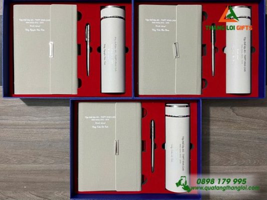 Giftset (Sổ+Bình+Bút) In Khắc Nội Dung Tri Ân Thầy Cô Làm Quà Tặng