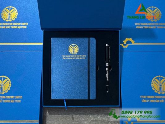 Combo Quà Tặng (Sổ+Bút) In Khắc Logo Doanh Nghiệp Y TECH Làm Quà Tặng