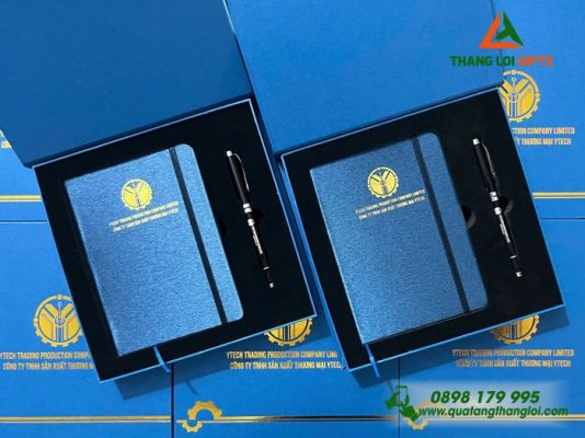 Combo Quà Tặng (Sổ+Bút) In Khắc Logo Doanh Nghiệp Y TECH Làm Quà Tặng