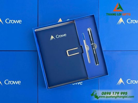 Set Quà Tặng (Sổ+Bút) In Khắc Logo Doanh Nghiệp Crowe