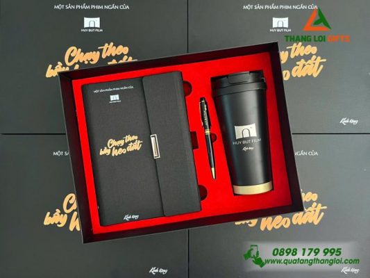Giftset (Sổ+Ly+Bút) In Khắc Logo HUY BUT FILM Làm Quà Tặng