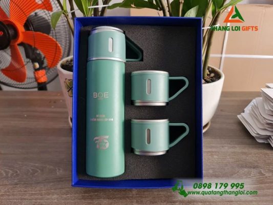 Bộ Bình Giữ Nhiệt 2 Cốc Khắc Logo Doanh Nghiệp BOE