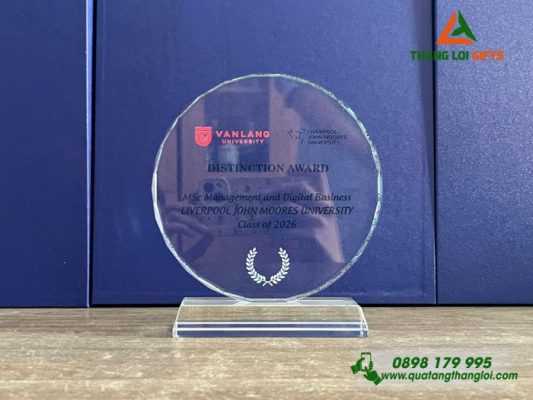 Cup Pha Lê Tròn In Logo Trường Đại Học Văn Lang