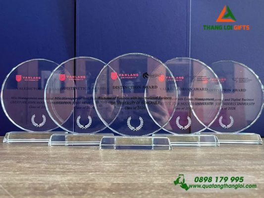 Cup Pha Lê Tròn In Logo Trường Đại Học Văn Lang