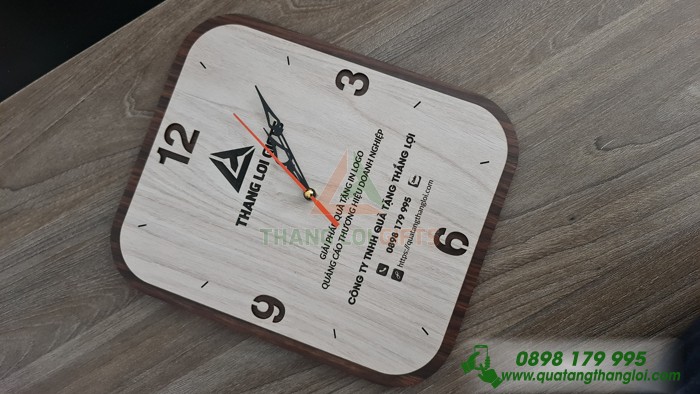 Đồng Hồ Gỗ Treo Tường Khắc Logo Doanh Nghiệp Làm Quà Tặng Lưu Niệm