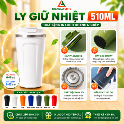 Ly Giữ Nhiệt 510ml In Khắc Logo Theo Yêu Cầu Làm Quà Tặng