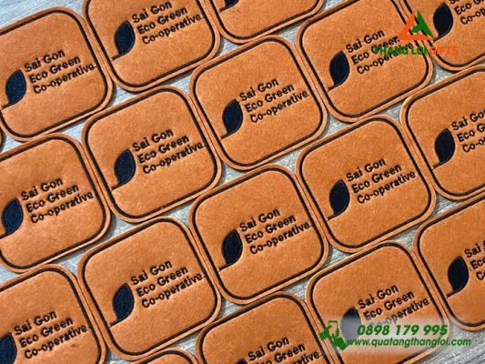 Đế Lót Ly Màu Nâu Thêu Logo Doanh Nghiệp Sai Gon Eco Green Co-operative